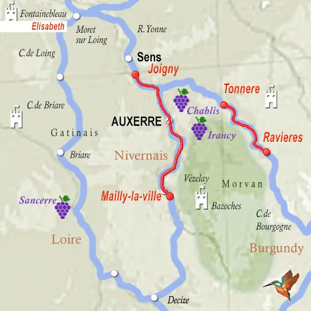 Elisabeth: A Luxurious Yet Homely Journey Through the Canal de Bourgogne Itinerary Map