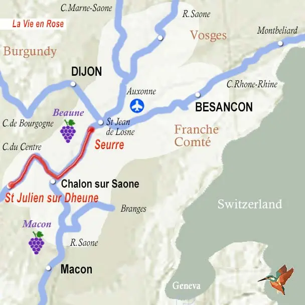La Vie en Rose: A Romantic Saône Cruise of Style, Story and Serenity Itinerary Map