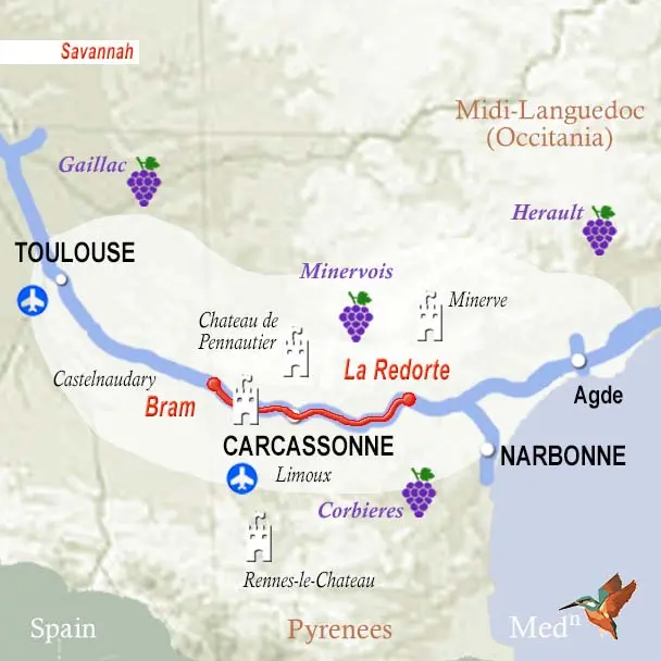 Savannah: Luxurious Canal du Midi Cruising with Mediterranean Charm and Prestige Itinerary Map
