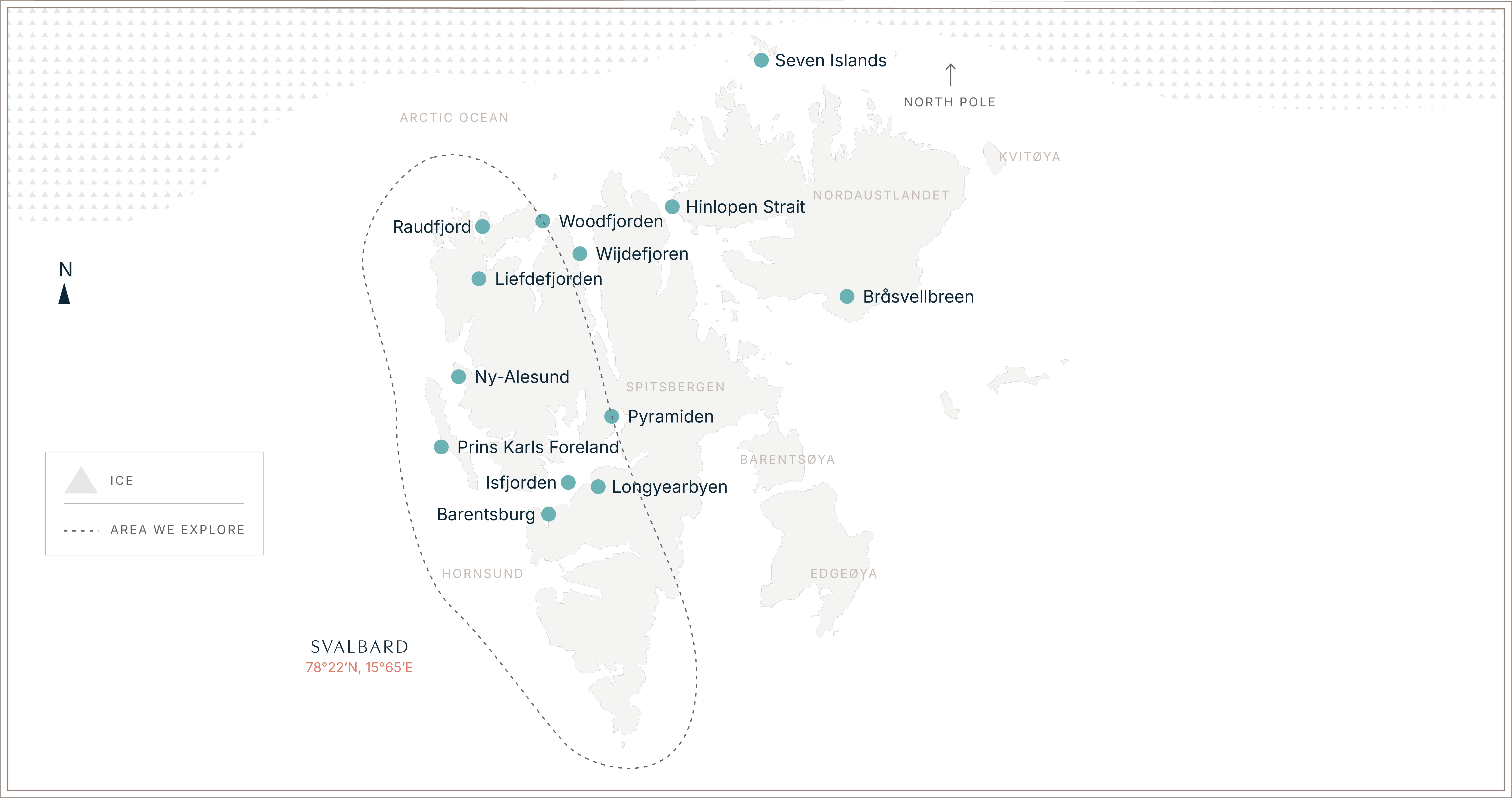 Svalbard Spring Photo Tour w/ Dean Tatooles Itinerary Map