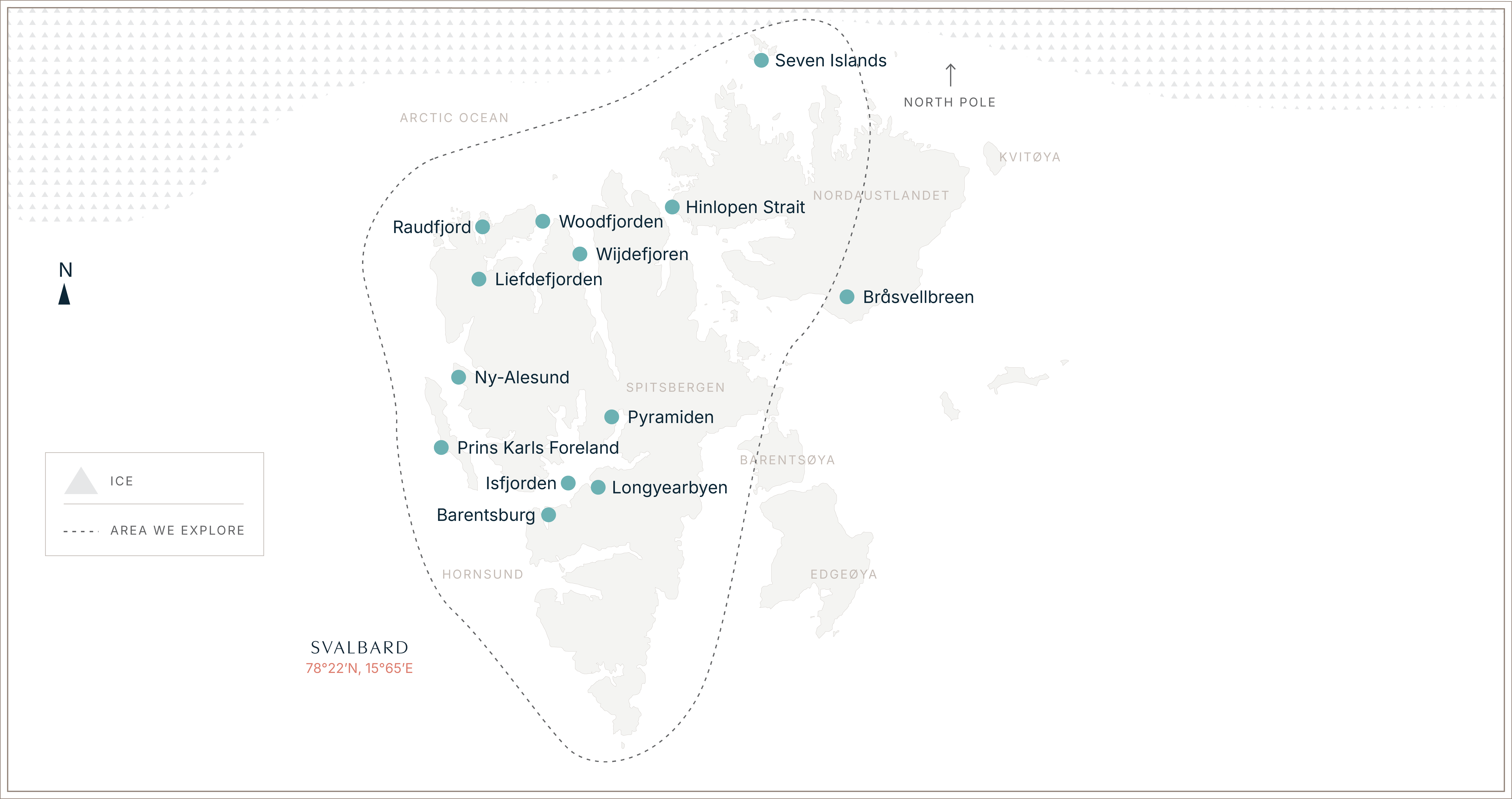 Svalbard Summer Photo Tour w/ Paul Goldstein Itinerary Map
